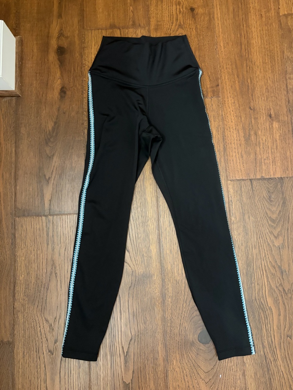 Black Nike Leggings with Blue Side Trim